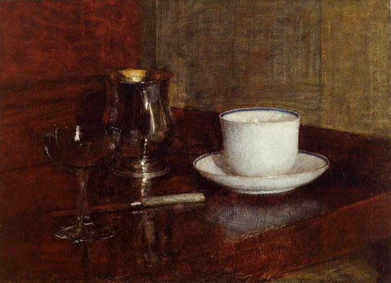 Still Life Glass, Silver Goblet and Cup of Champagne, Henri Fantin-Latour
